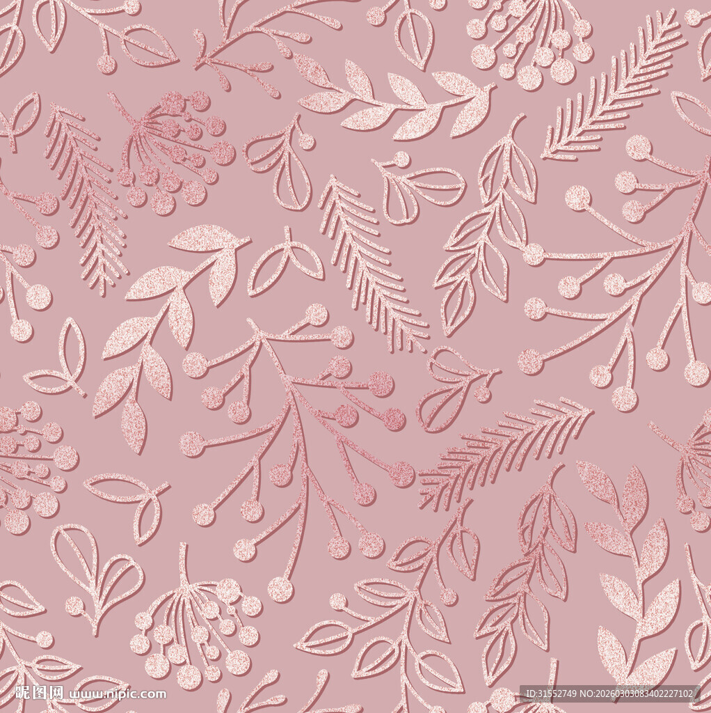 粉色花卉枝叶纹理图案