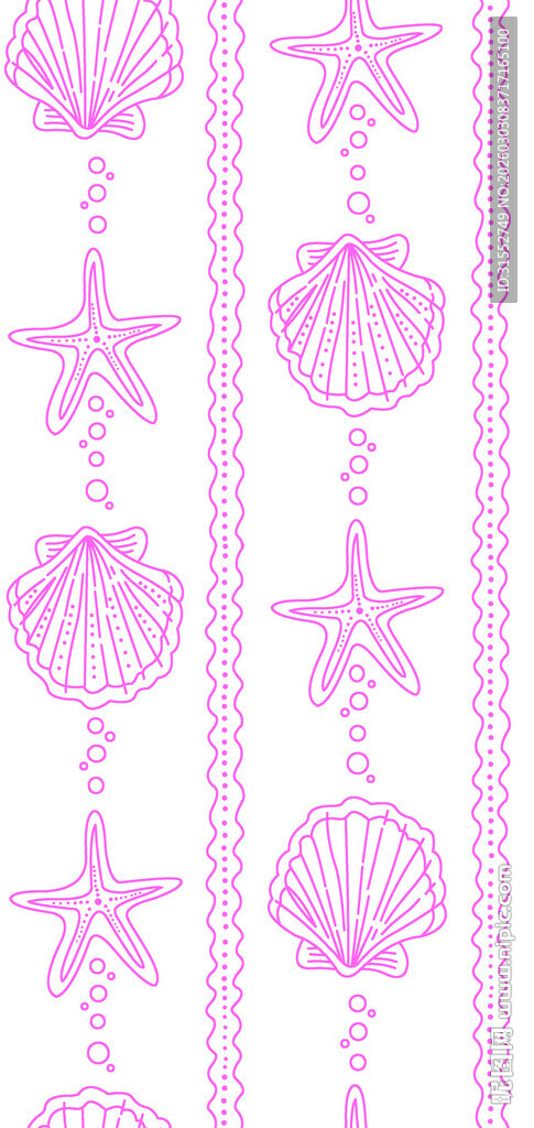 粉色海星贝壳条纹图案