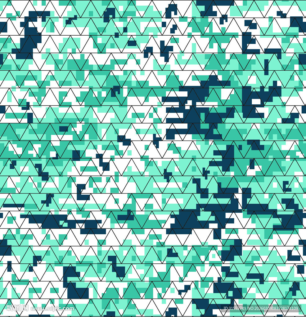 绿蓝几何迷彩图案设计