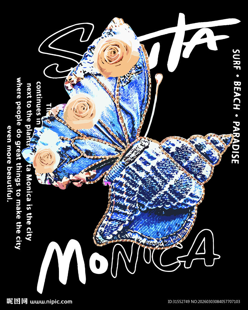 蓝色蝴蝶艺术插画