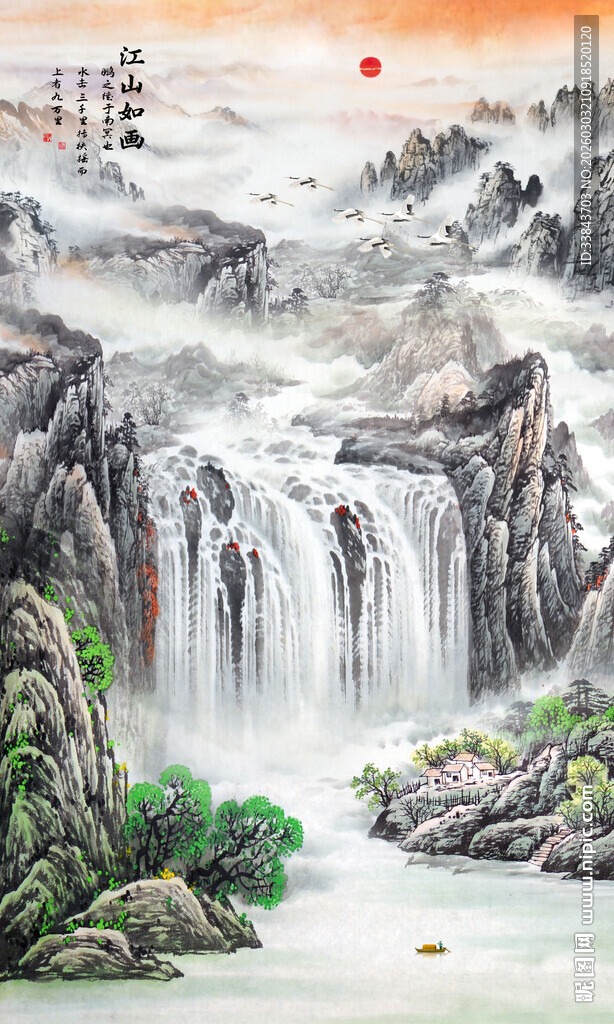 竖幅玄关山水画