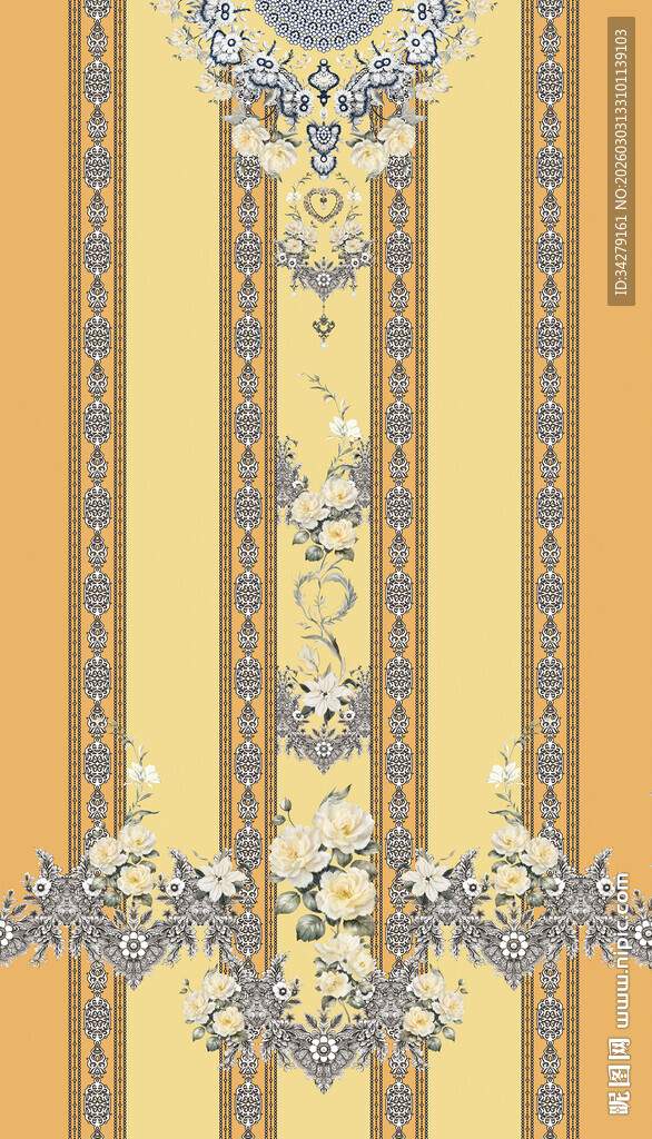 复古条纹花卉