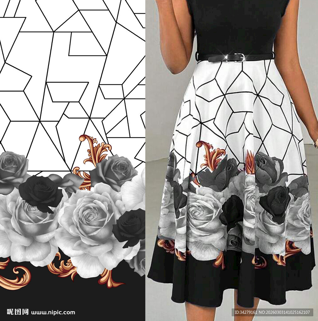 几何图案与花卉