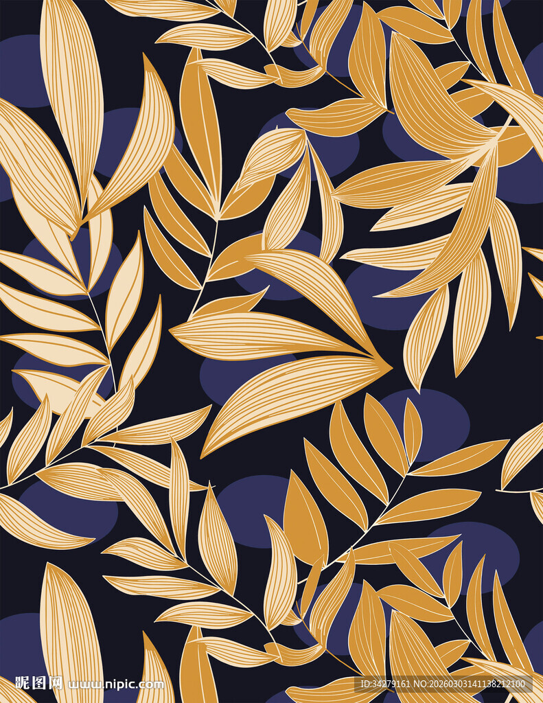金色叶片图案