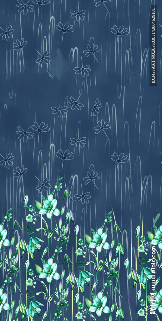 深蓝背景下的绿色几何图案