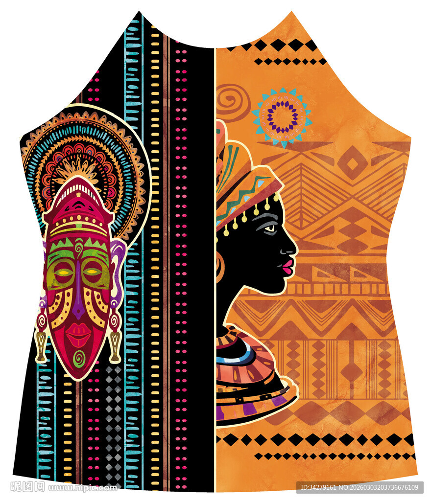 非洲风格无袖上衣图案设计