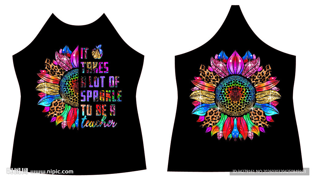 彩色图案无袖背心