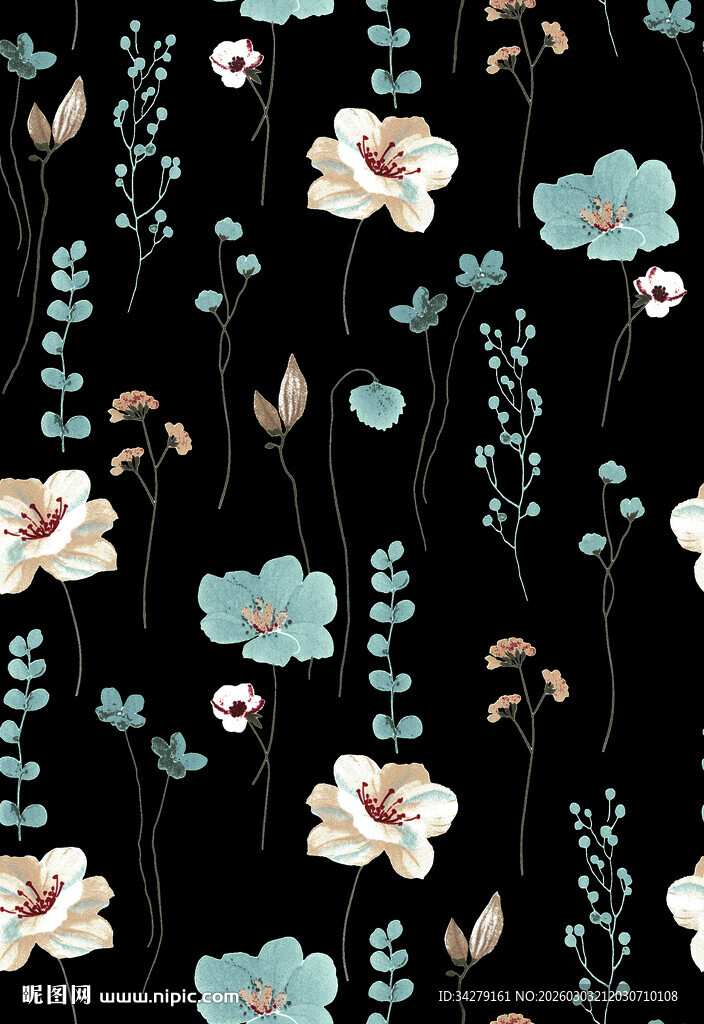 黑色背景花卉图案纹理