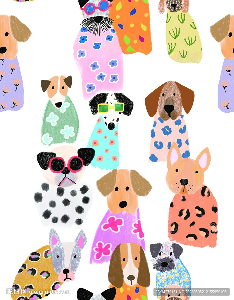 多彩服饰装扮的可爱狗狗们