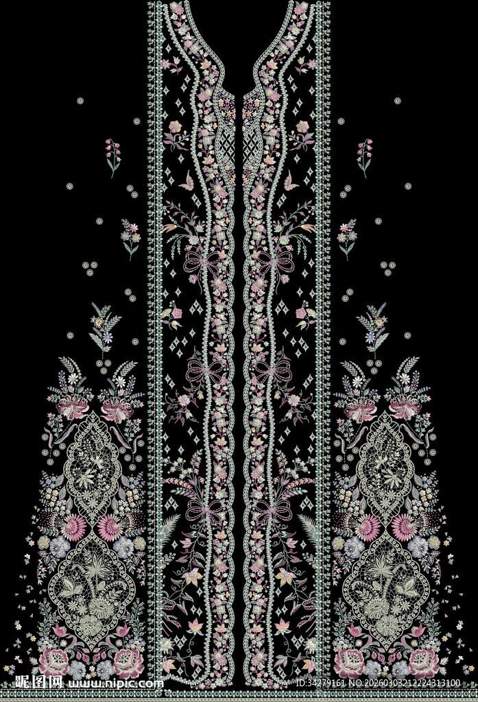 华丽刺绣装饰的精美服饰