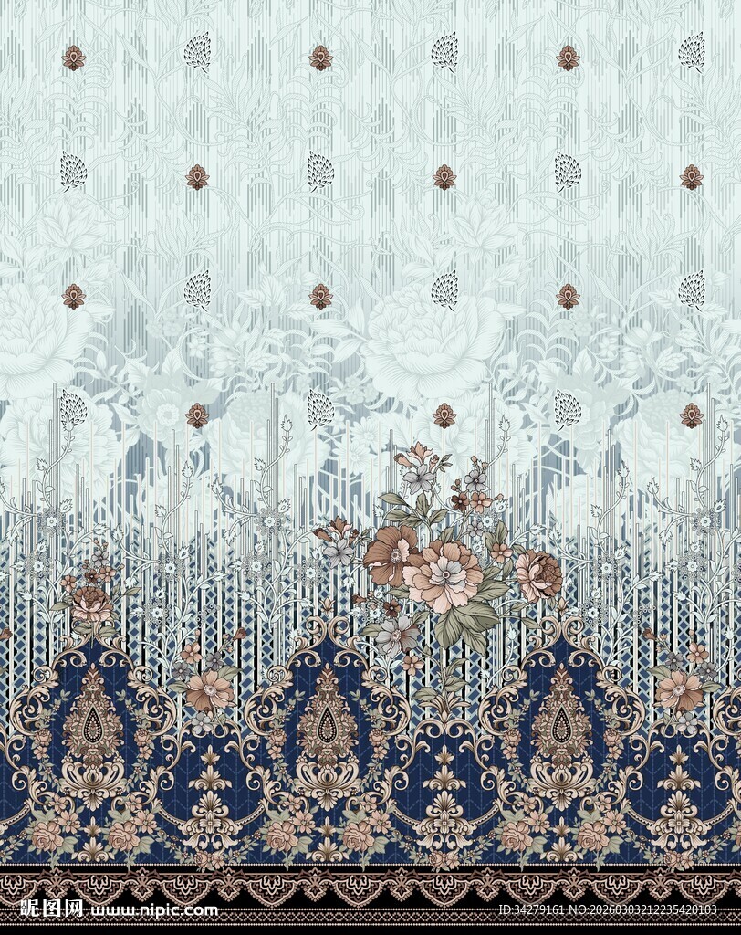 精美刺绣花纹布料图案