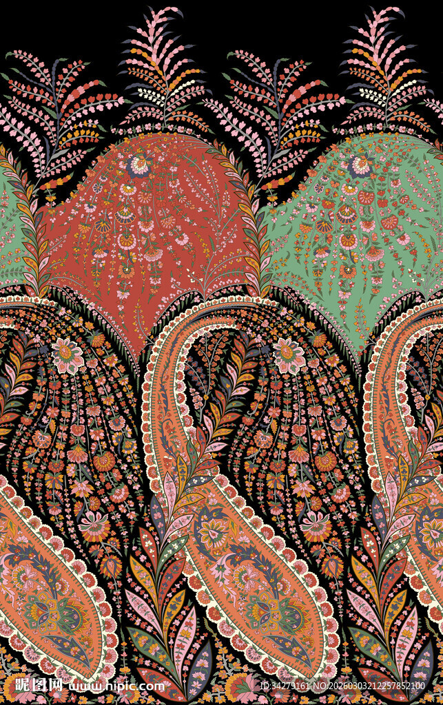 复古佩斯利花纹图案设计