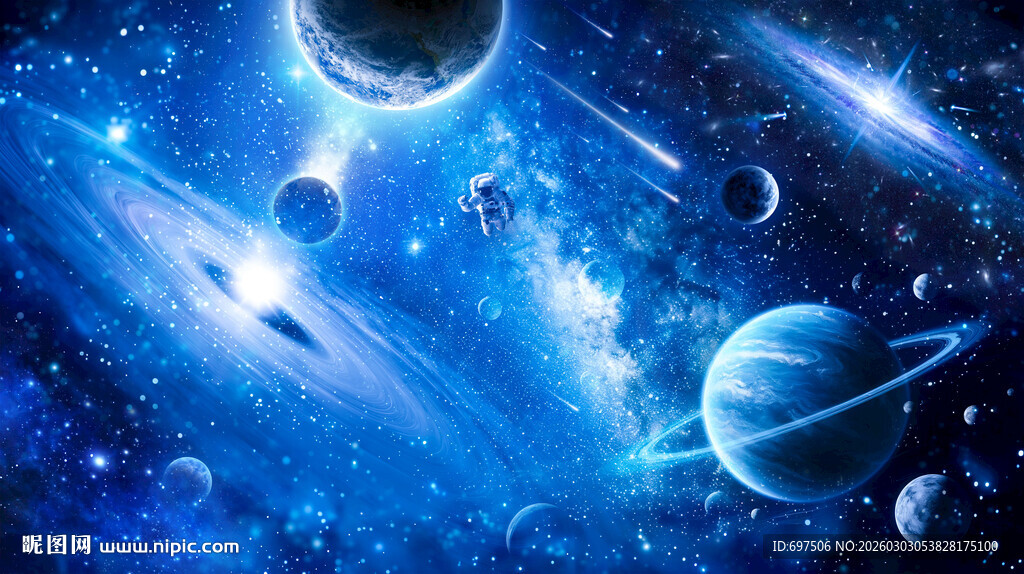 宇宙漩涡星球太空宇航员星空背景