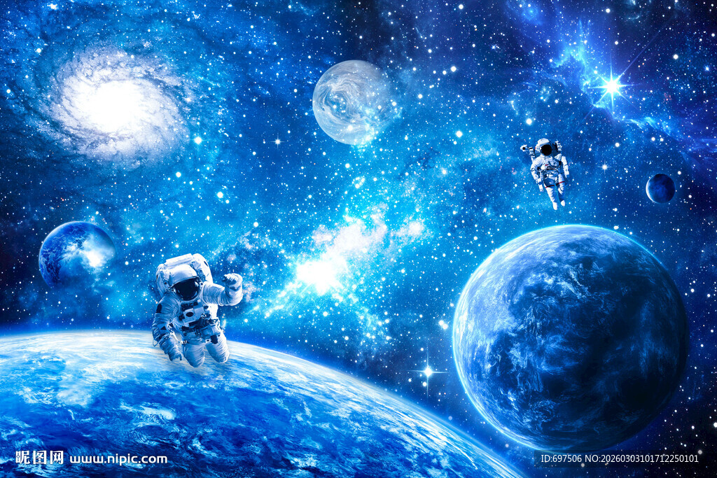 太空漩涡宇航员星球银河星空背景