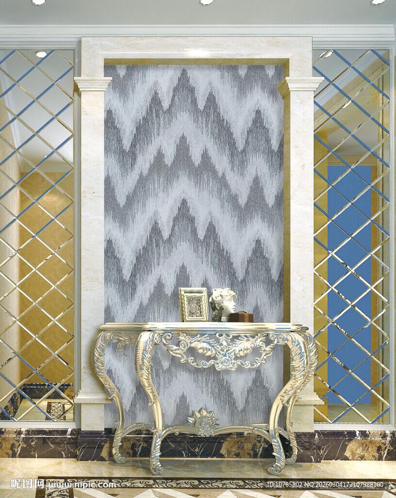 奢华客厅金属装饰墙设计