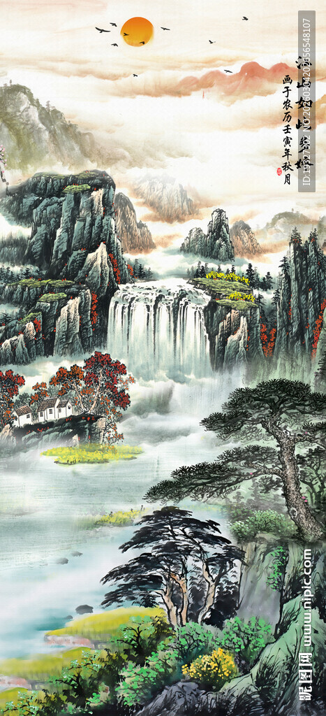 竖幅玄关山水画