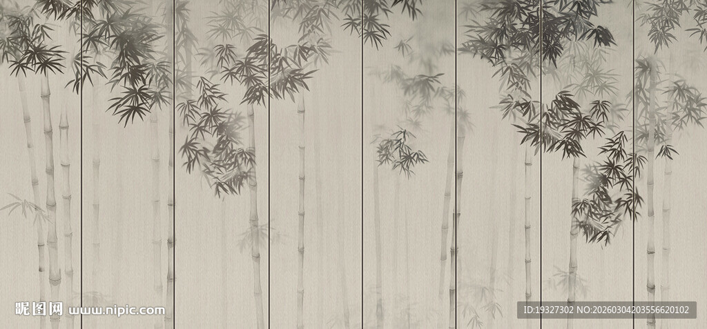 灯箱新中式水墨竹子