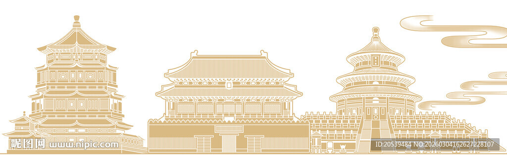 北京地标建筑剪影