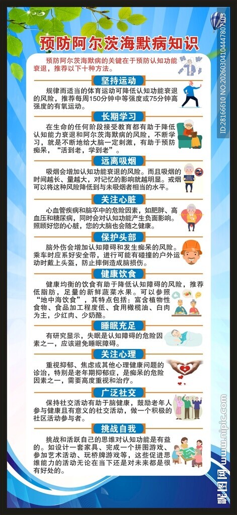 预防阿尔茨海默病知识展架
