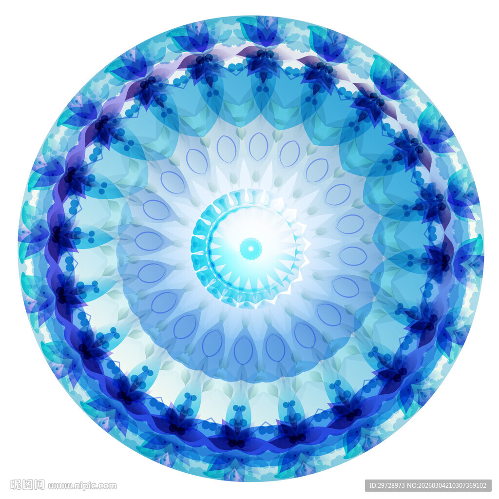 圆形梦幻蓝色花纹