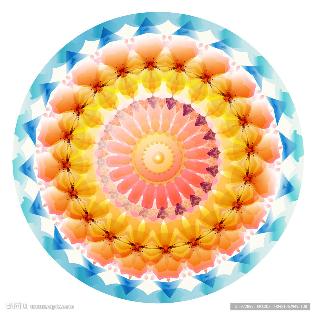 绚丽多彩圆形曼陀罗图案