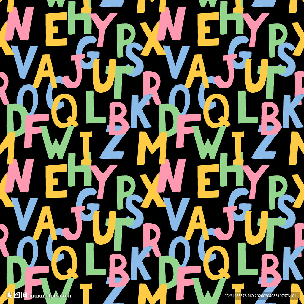 多彩字母无缝图案背景