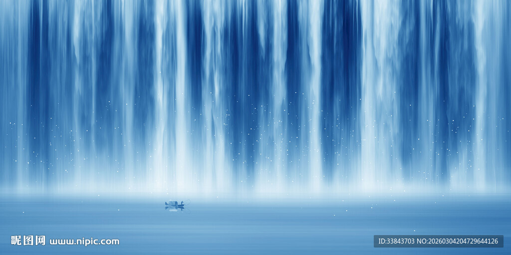 源远流长瀑布山水画背景图