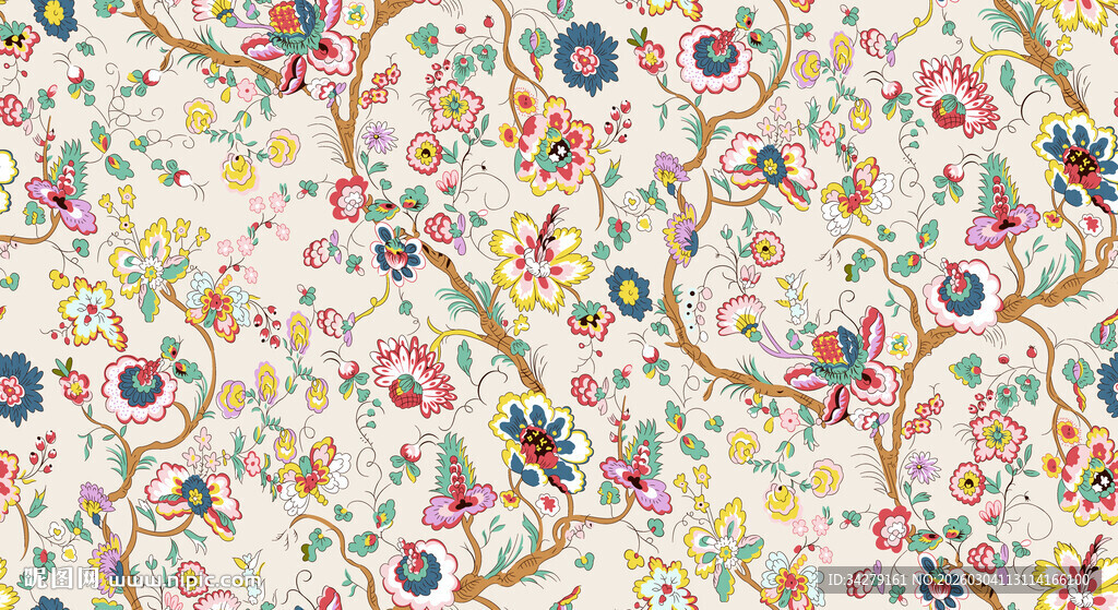 花卉藤蔓图案精美布料