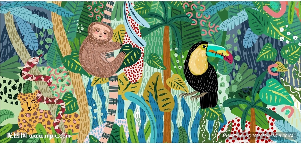 丛林中的多彩动物世界