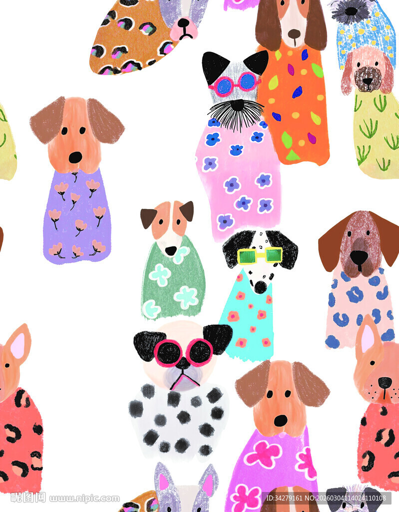 多彩小狗图案集合