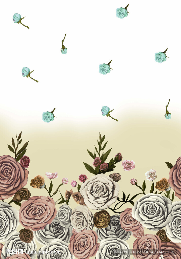 花卉飞鸟装饰图案设计