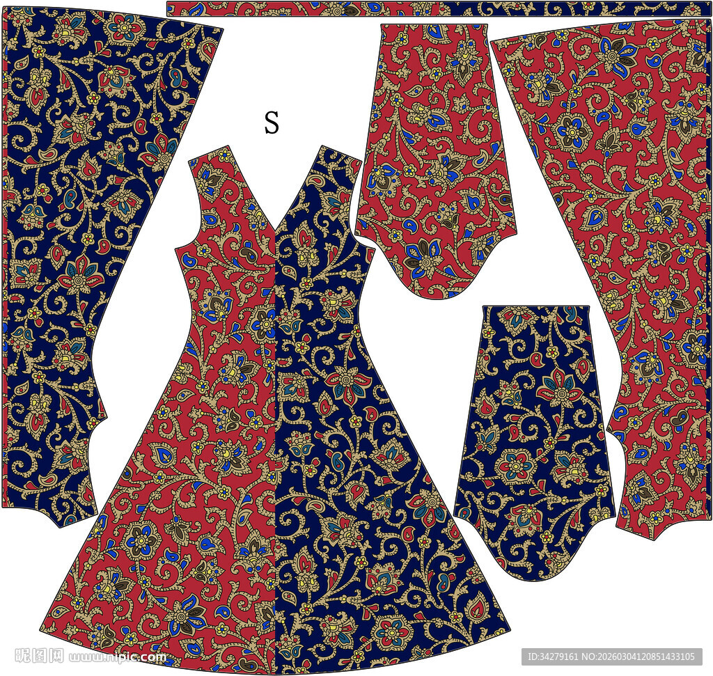 复古花纹服饰设计图