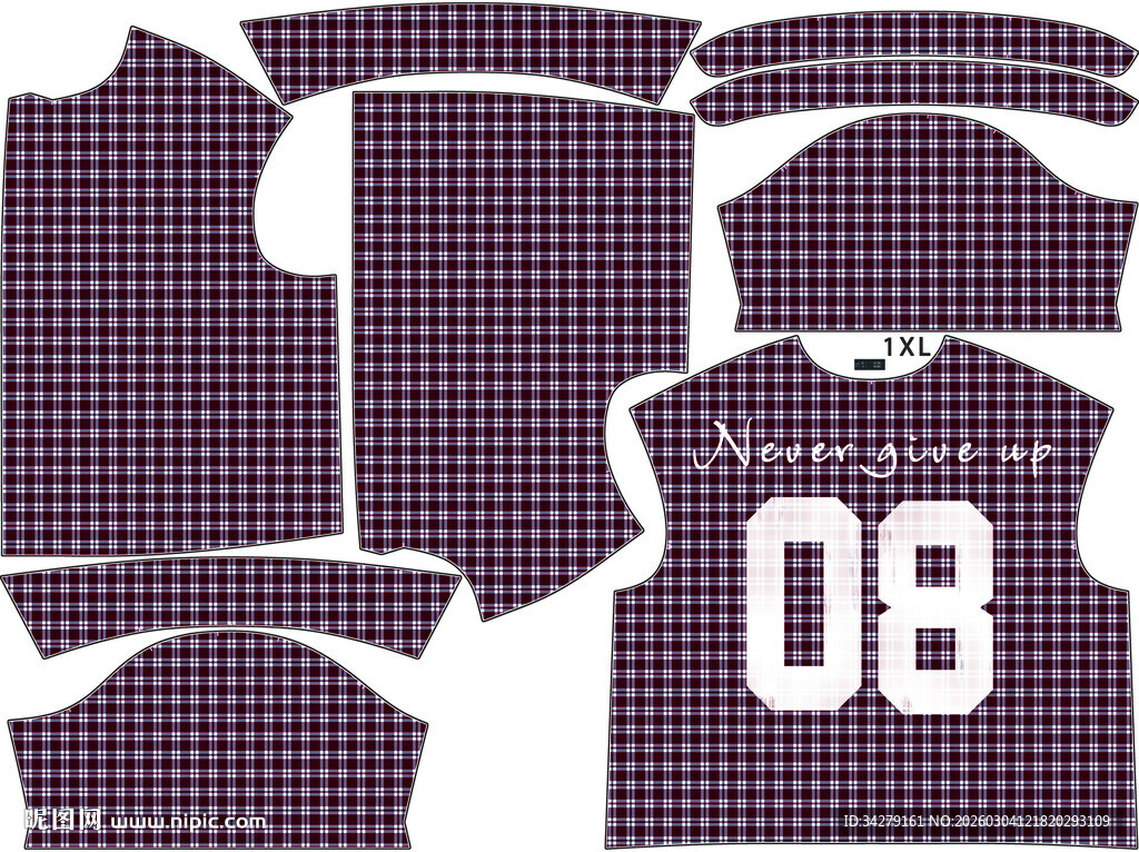 紫色数字08图案服装模板