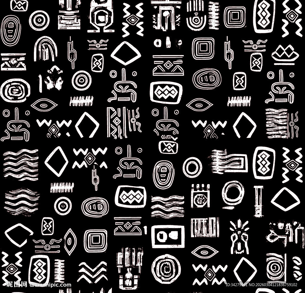 黑白部落风几何图案元素