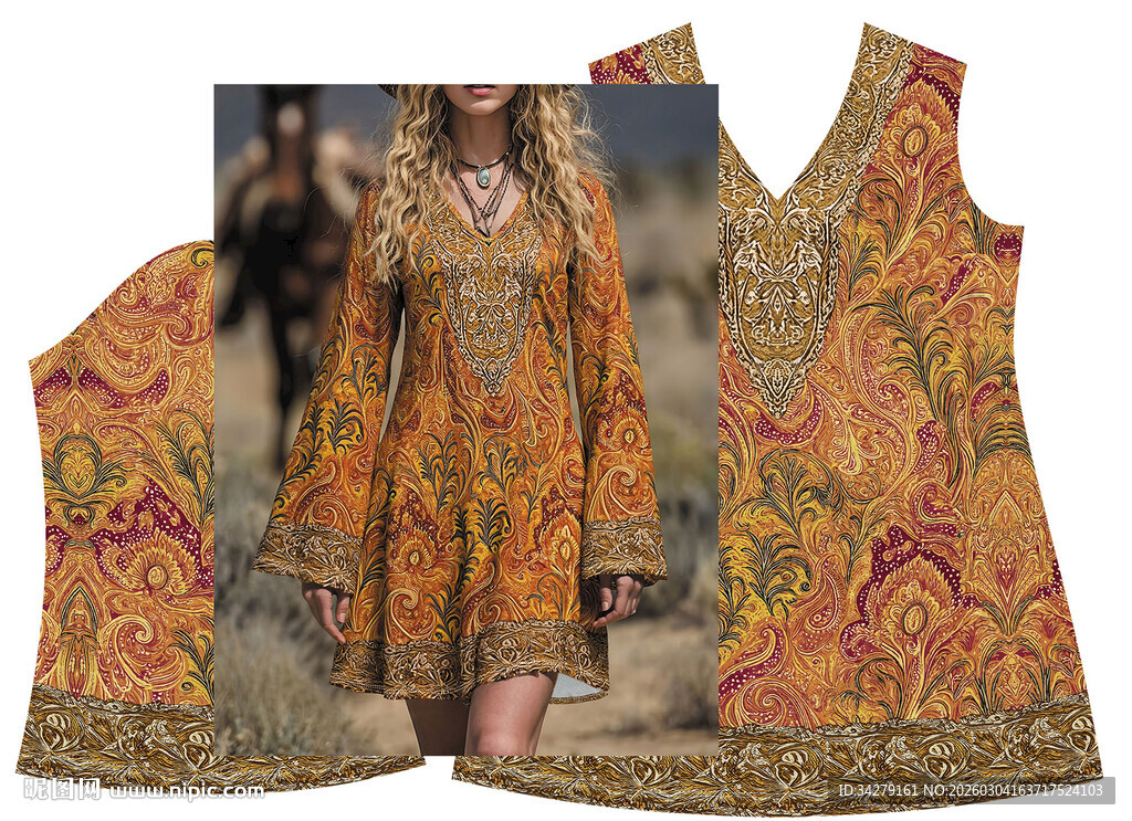 民族风印花无袖上衣款式