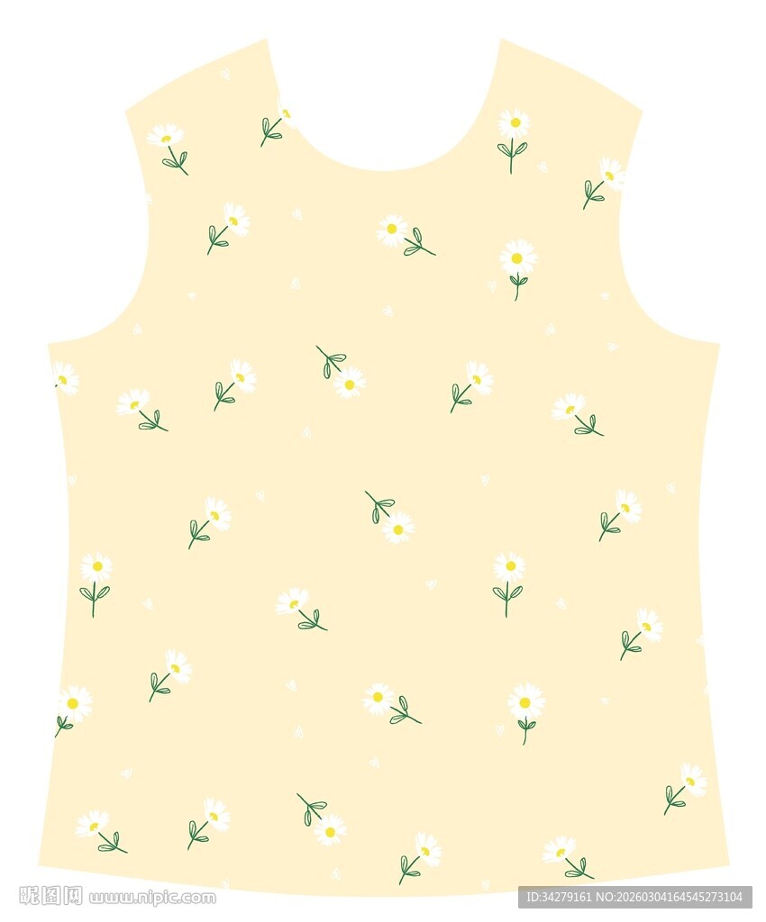 黄色碎花无袖背心