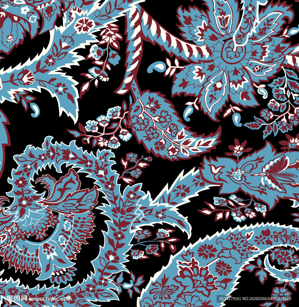 复古佩斯利花纹图案