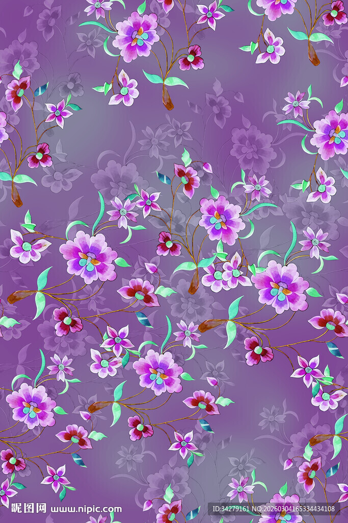 梦幻紫色花卉图案背景