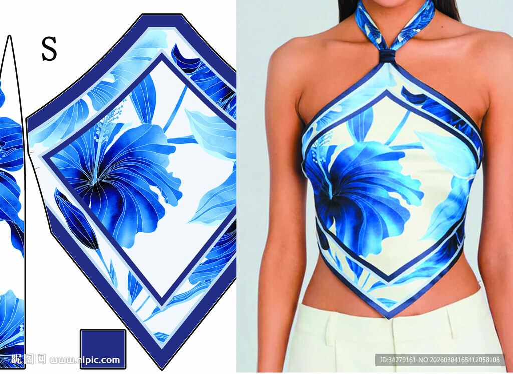 蓝白冰晶主题装饰图案