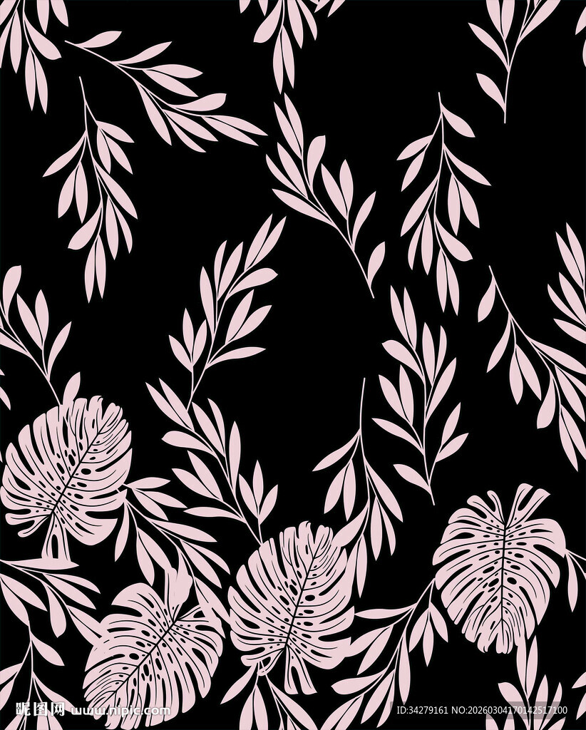 黑白植物花卉图案纹理