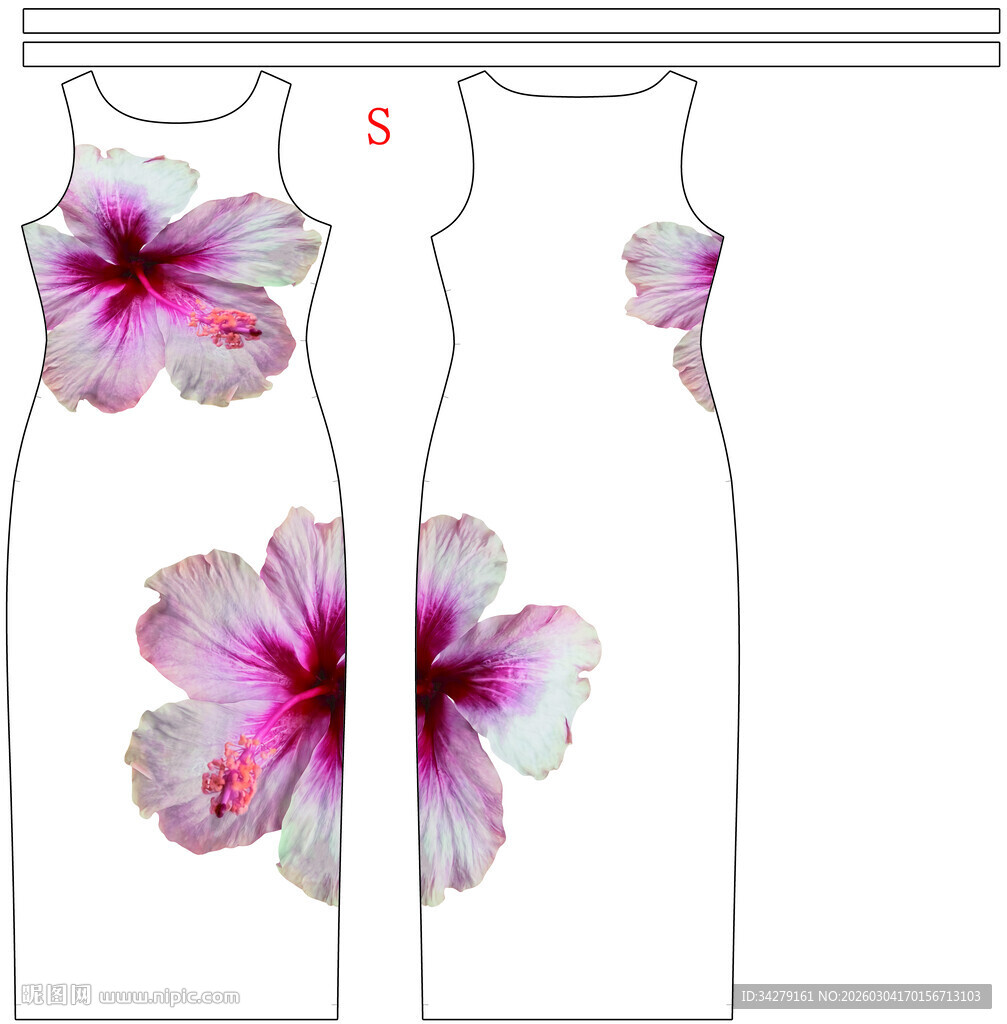 花卉图案女士连衣裙设计图