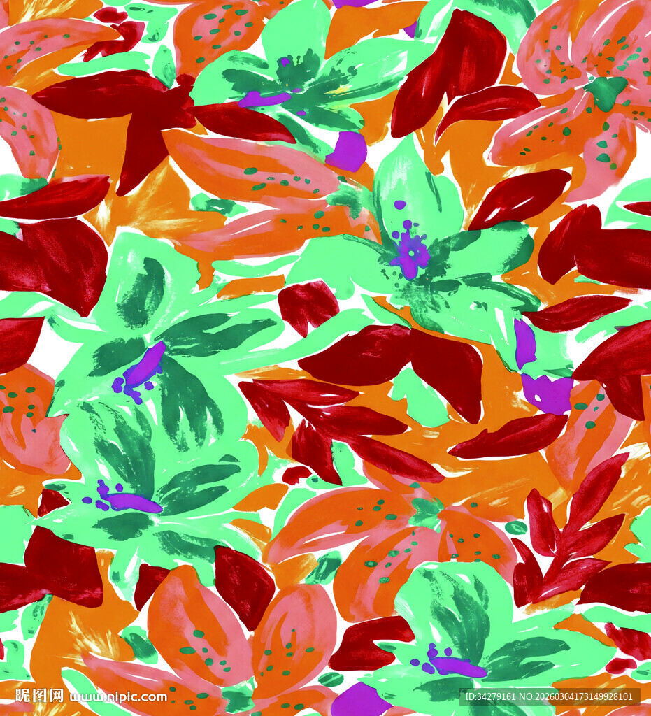 多彩花卉图案背景纹理