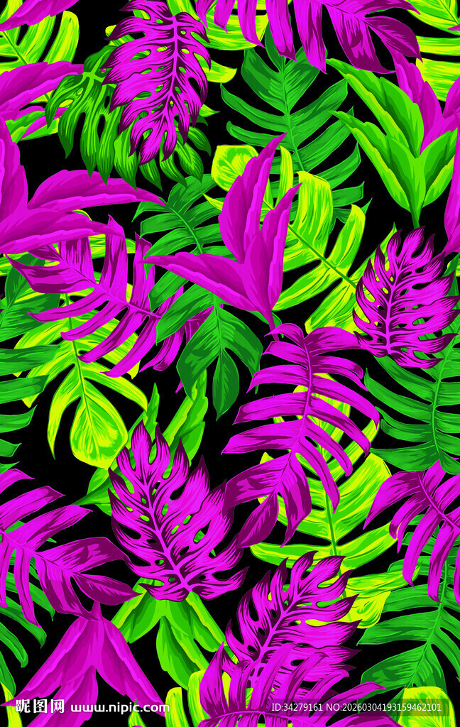 紫绿交织的繁茂植物景观