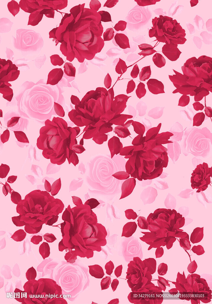 玫瑰花卉粉色背景图案