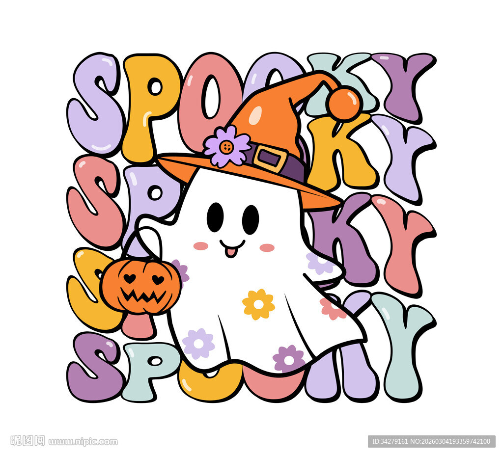 可爱幽灵万圣节装饰图案