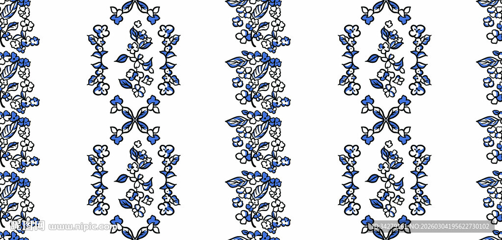 蓝白中式花纹图案设计