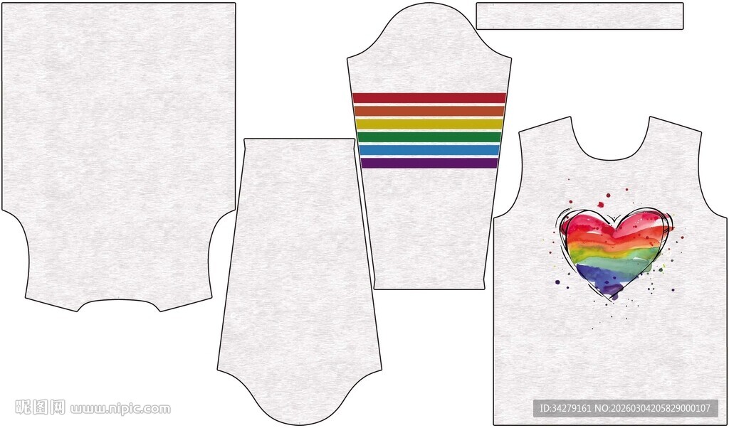 彩虹爱心图案服装样式