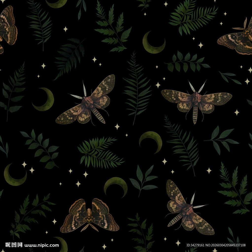 飞蛾与植物图案
