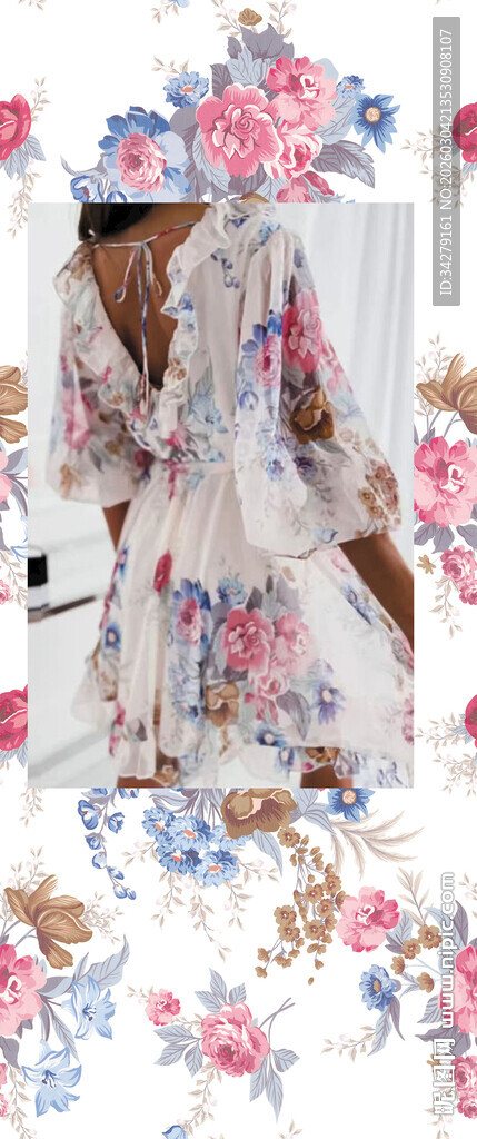 花卉装饰的轻盈纱质衣物