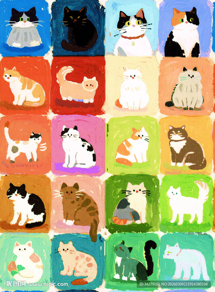 多彩猫咪图案集合